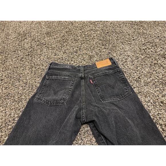 Levis Premium Jeans Womens 25x26 Black Distressed Wedgie Straight Button Fly - Picture 5 of 5